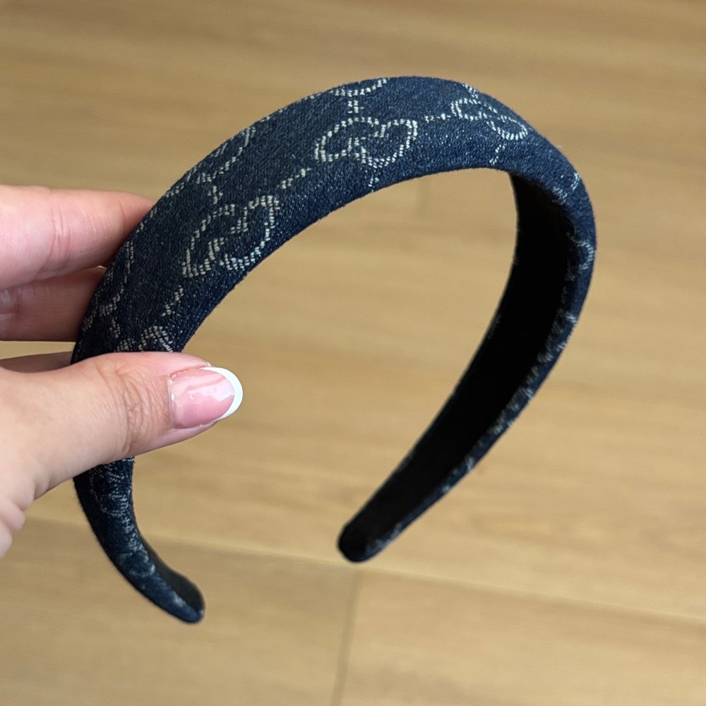 GG Denim Canvas Padded Headband 1.2” Handmade ✨